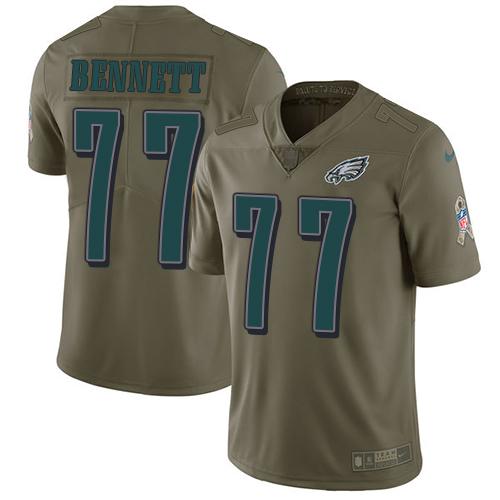 Nike Eagles #77 Michael Bennett Olive Men's Stitched NFL Limited Salute To Service Jersey - Click Image to Close